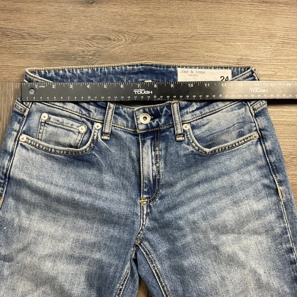 Rag & Bone Dre Low‎ Rise Slim Boyfriend Denim Jeans Blue Womens 24 Blue Boho Y2K
